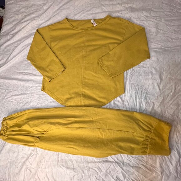 FP Beach Slouchy Lounge Jogger Pants & Scoop Neck Top Set SMALL USA 100% Cotton - Picture 2 of 16